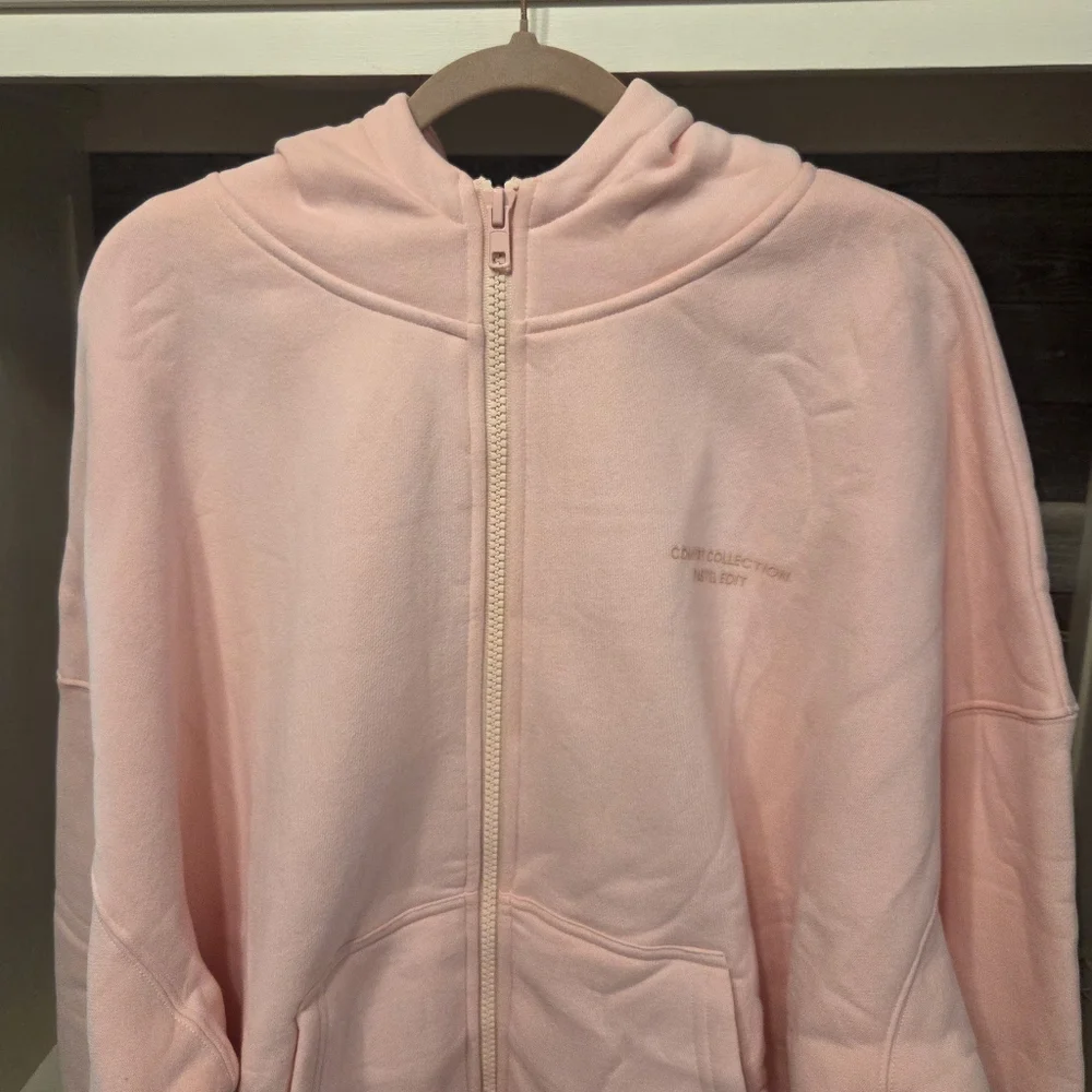 Comfrt Oversized Relaxed Full-Zip Hooded Sweatshirt- In BUBBLEGUM!! UNISEX!! - Picture 8 of 11